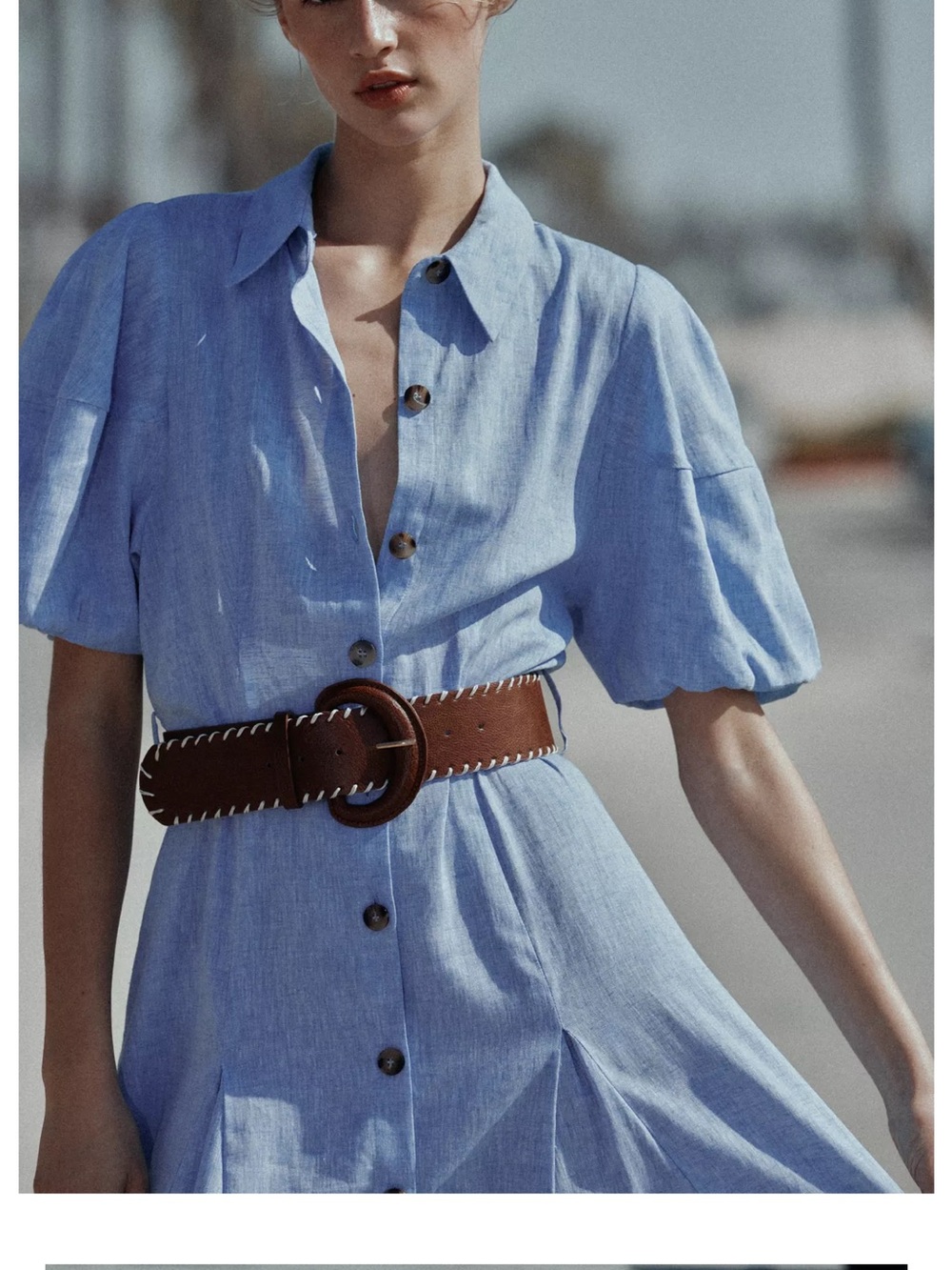 π Zara Light Blue Button-Front Midi Shirt Dress - Picture 2 of 16